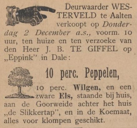 Slikkertap, Dale - Aaltensche Courant, 27-11-1897