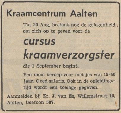 Twentsch dagblad Tubantia, 09-08-1957 Kraamcentrum