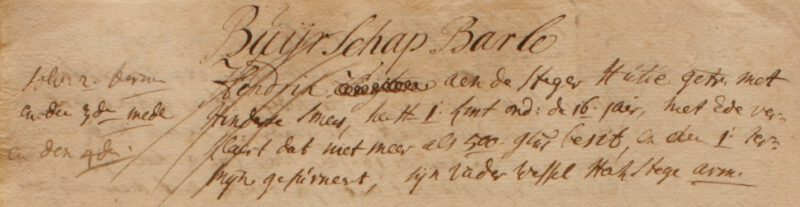 Steger Hutte, Barlo - Liberale Gifte 1748