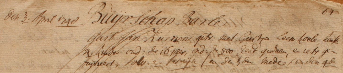 Keuper, Barlo - Liberale Gifte 1748