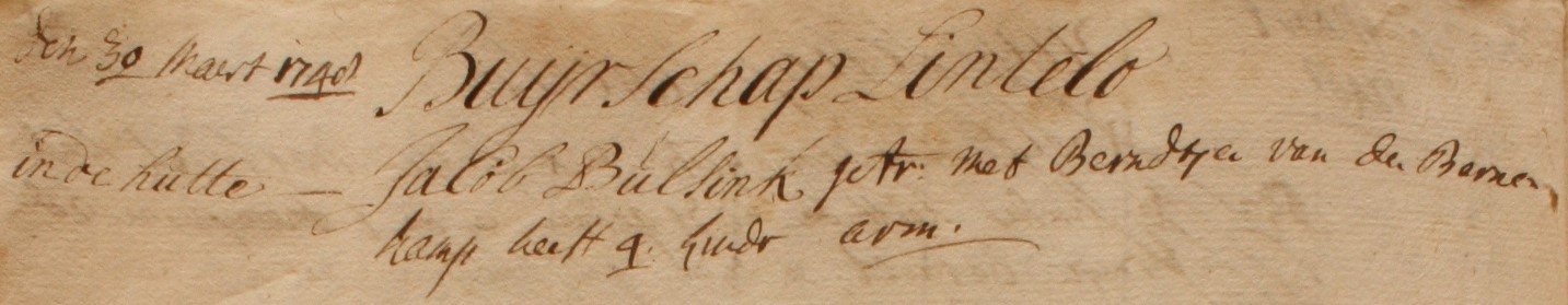Jacobshutte, Lintelo - Liberale Gifte 1748