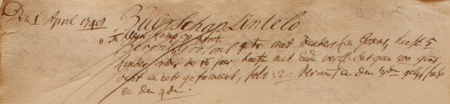 Groot Goosens, Lintelo - Liberale Gifte 1748