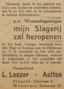 Aaltensche Courant, 04-05-1945 Slagerij Leezer