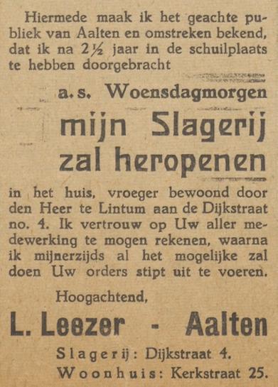 Aaltensche Courant, 04-05-1945 Slagerij Leezer