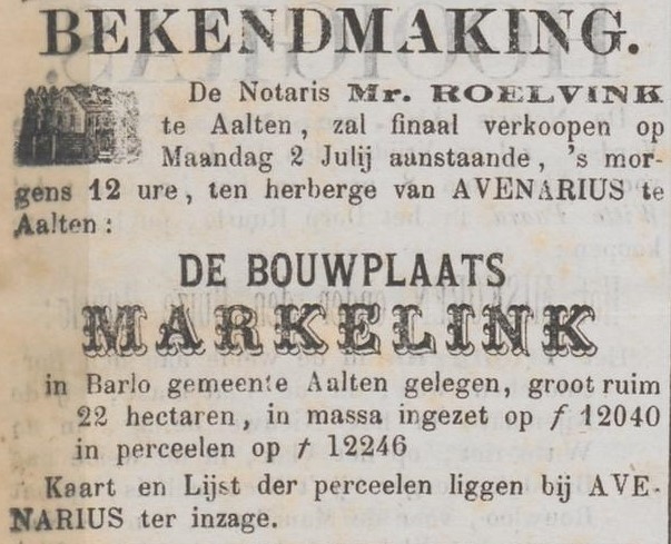 Markelink, Barlo - Zutphensche Courant, 30-06-1877