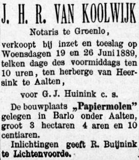 Papiermolen, Barlo - Graafschapbode, 08-06-1889