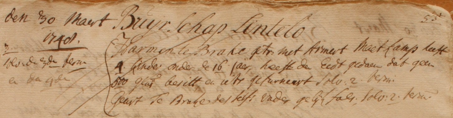 Brake, Lintelo - Liberale Gifte 1748