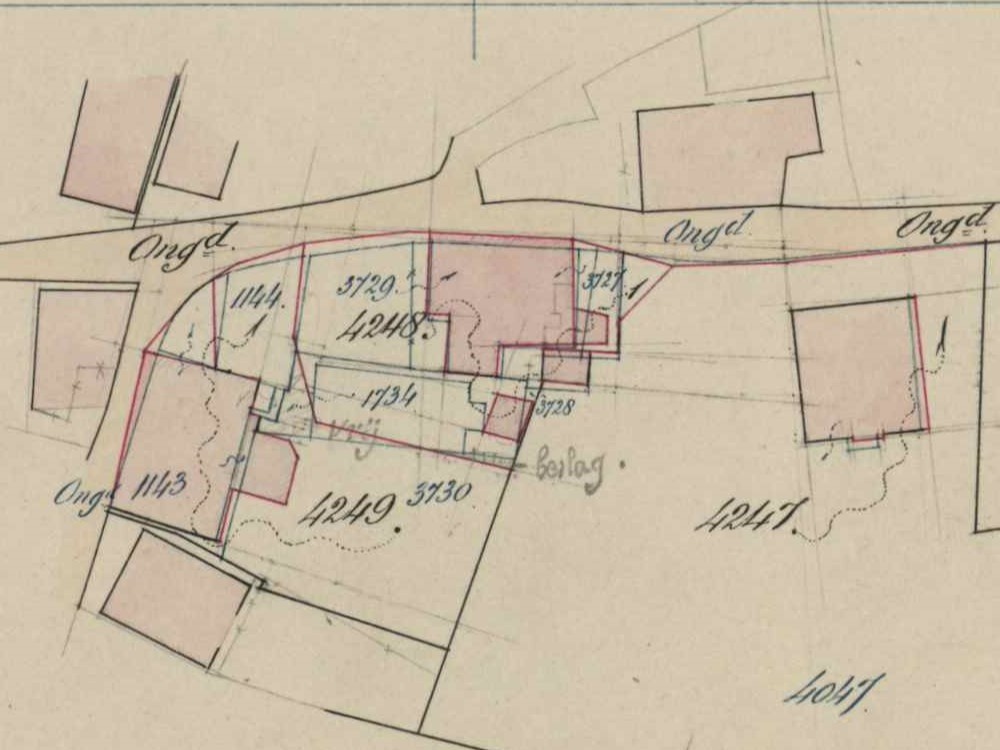 Bredevoortsestraatweg, Aalten - Fragment kadastrale kaart, 1888