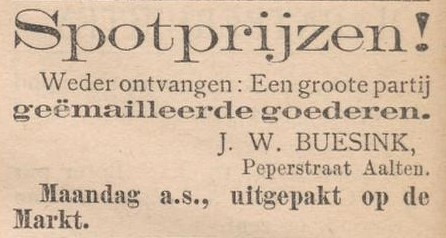 Buesink, Peperstraat - Aaltensche Courant, 14-10-1899