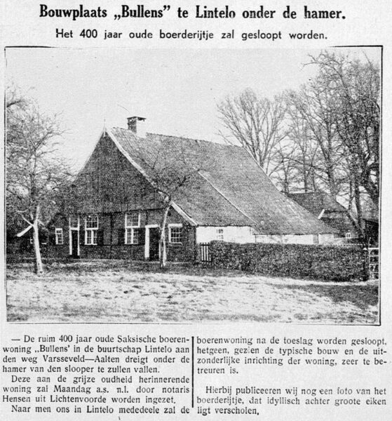 Bullens, Lintelo - Graafschapbode, 11-12-1935