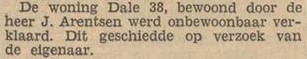 Dale 38 onbewoonbaar verklaard - Tubantia, 20-01-1954
