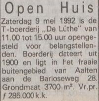 De Lüthe, Barlo - Telegraaf, 06-05-1992