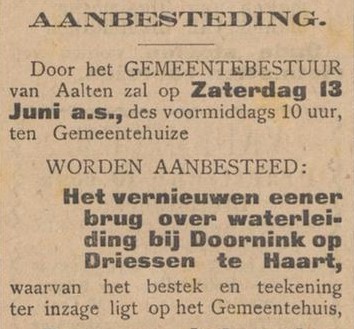 Doornink op Driessen, Haart - Aaltensche Courant, 06-06-1903