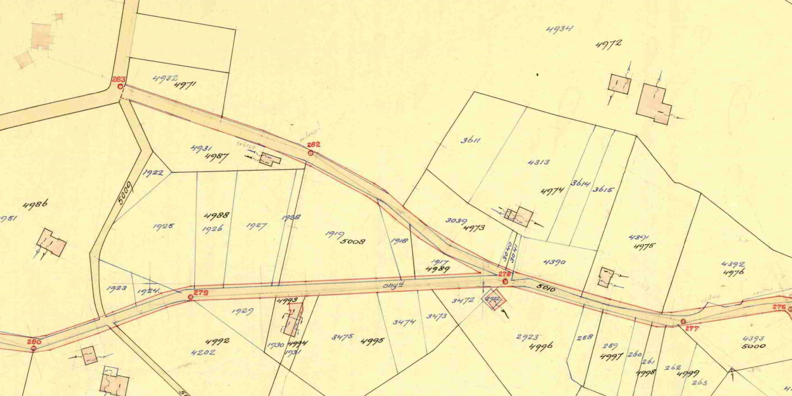 Elshoekweg, Dale - Fragment kadastrale kaart, 1952