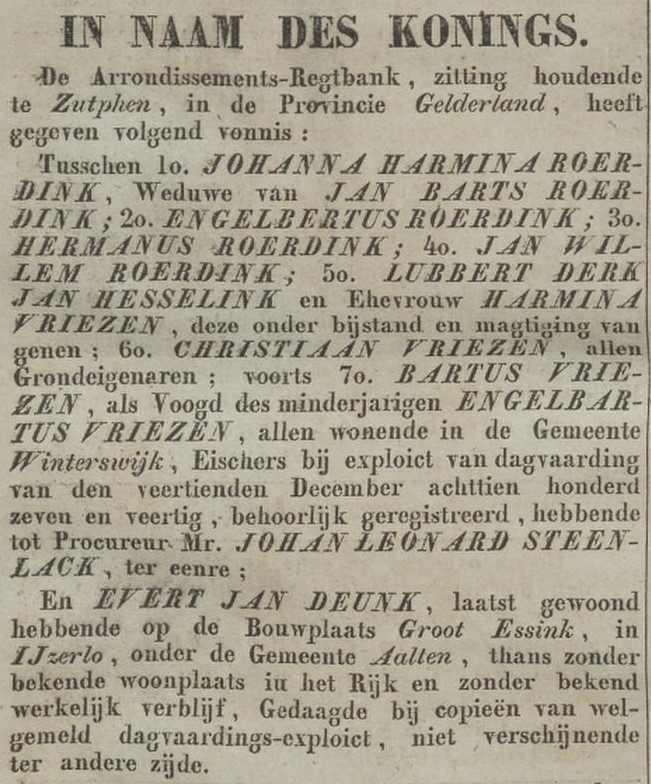 Groot Essink - Arnhemsche Courant, 22-03-1848