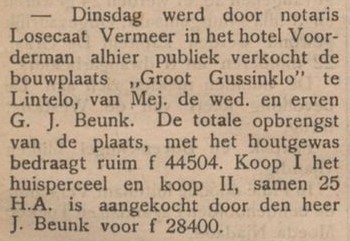 Groot Gussinklo, Lintelo - Aaltensche Courant, 09-07-1904