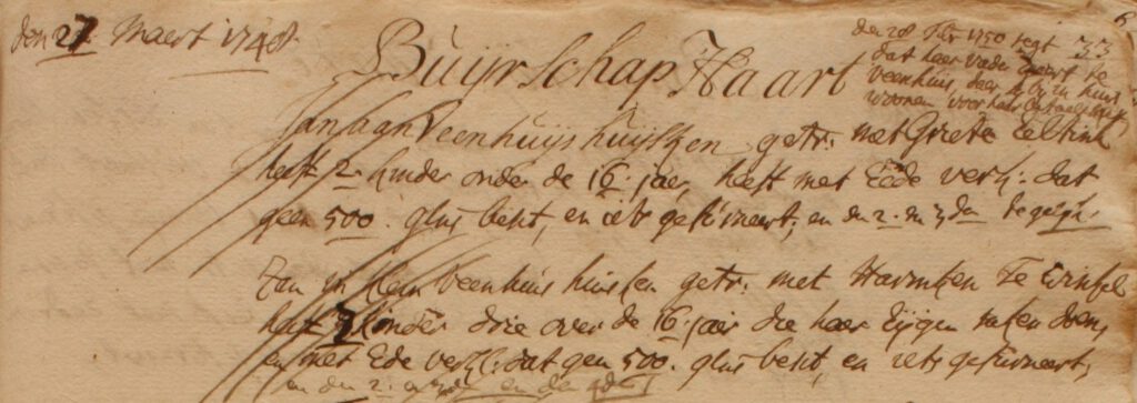 Haart 40, Veenhuis Huisken, Liberale Gifte 1748