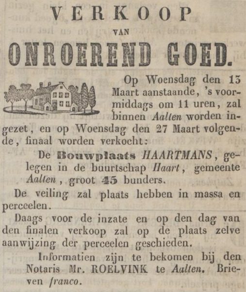 Haartmans, Haart - Zutphensche Courant, 09-03-1861