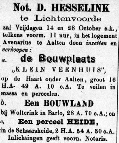 Klein Veenhuis, Haart - Graafschapbode, 08-10-1887