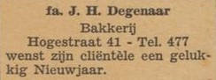 Hogestraat 41, Aalten (Bakkerij Degenaar) - Aaltensche Courant, 30-12-1947