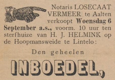 Hoopmansweide, Lintelo - Aaltensche Courant, 26-08-1899