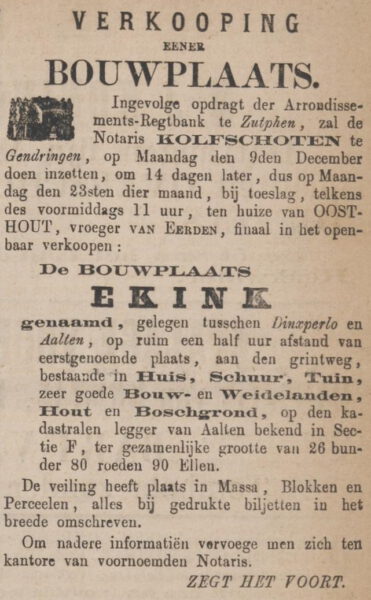 Ekink, IJzerlo - Zutphensche Courant, 21-11-1872