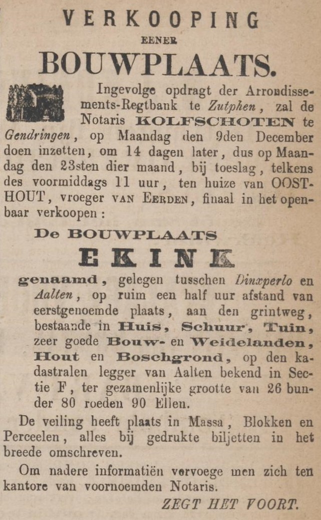 Ekink, IJzerlo - Zutphensche Courant, 21-11-1872