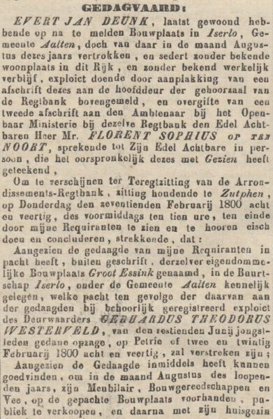 Groot Essink, IJzerlo - Arnhemsche Courant, 15-12-1847