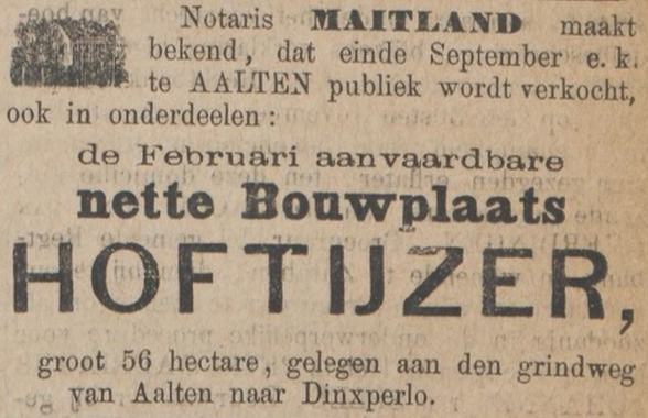 Hoftijzer, IJzerlo - Zutphensche Courant, 22-08-1884