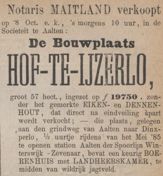 Hoftijzer, IJzerlo - Zutphensche Courant, 27-09-1884