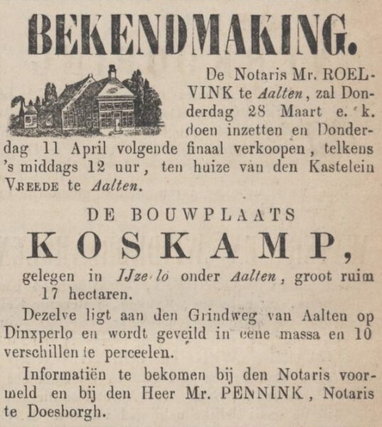 Koskamp, IJzerlo - Zutphensche Courant, 23-03-1872