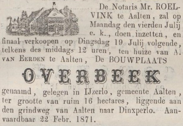Overbeek, IJzerlo - Zutphensche Courant, 30-06-1870