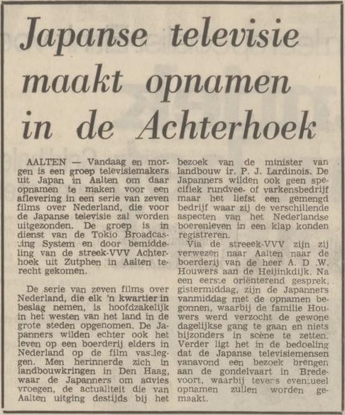 Japanse TV maakt opnamen in Aalten - Tubantia, 07-09-1972