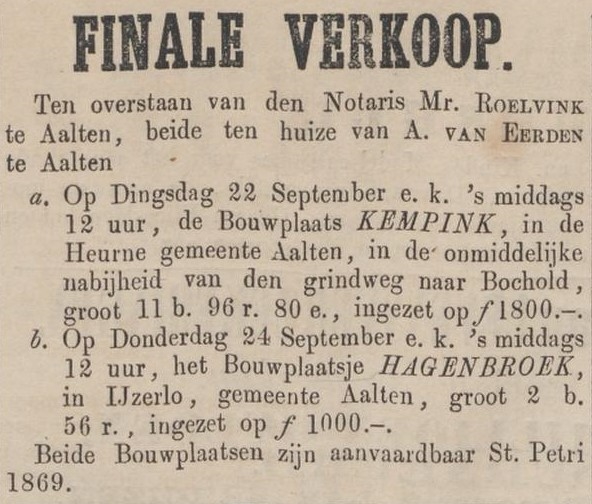 Kempink & Hagenbroek - Zutphensche Courant, 19-09-1868