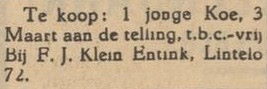 Klein Freers, Lintelo - Aaltensche Courant, 23-02-1940