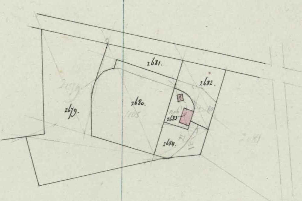 Koopweg 1, Lintelo (De Ronde) - Fragment kadastrale kaart, 1870