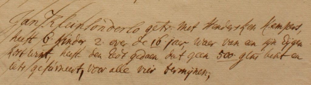 Klein Sonderlo, Lintelo, Liberale Gifte 1748