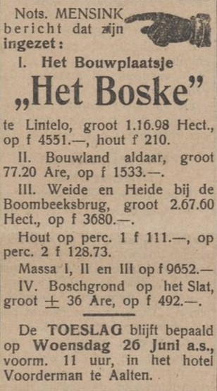 't Boske, Lintelo - Aaltensche Courant, 14-06-1918