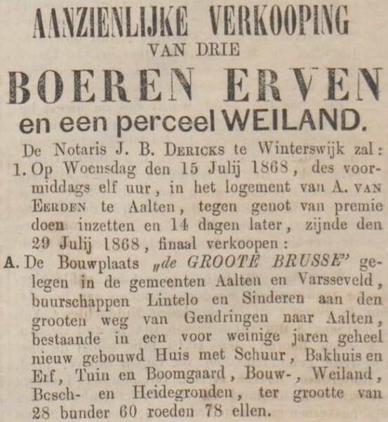 Grote Brusse, Lintelo - Zutphensche Courant, 11-07-1868