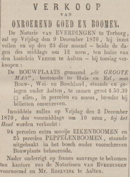 Grooteman, Lintelo - Zutphensche Courant, 19-11-1870