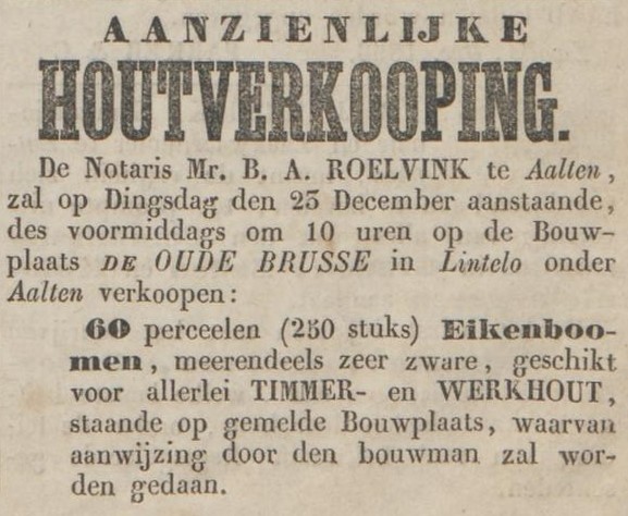 Oude Brusse, Lintelo - Zutphensche Courant, 13-12-1856
