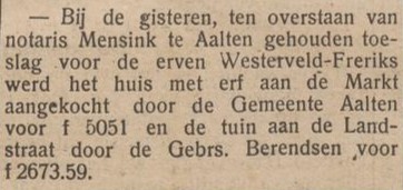 Markt 5, Aalten - De Graafschapper, 20-10-1916