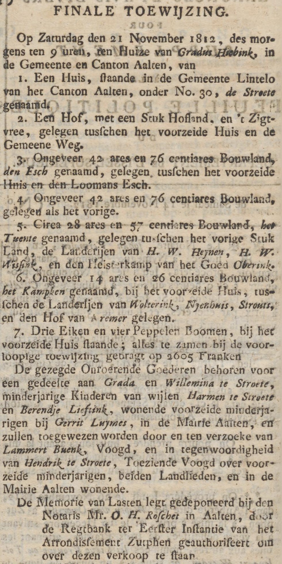 De Stroete, Lintelo - Staatkundig Dagblad van het Departement van den Boven-Ĳssel, 14-11-1812