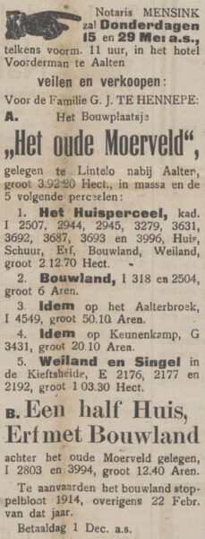 Oude Moerveld, Lintelo - Aaltensche Courant, 03-05-1913