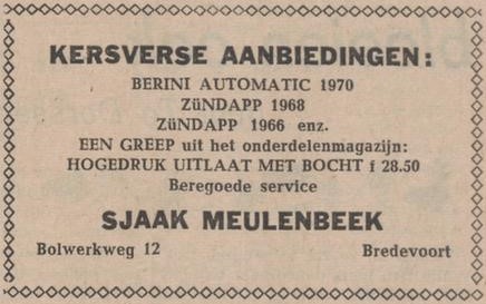 Sjaak Meulenbeek, Bolwerkweg 12, Bredevoort - Nieuwe Winterswijksche Courant, 14-08-1972