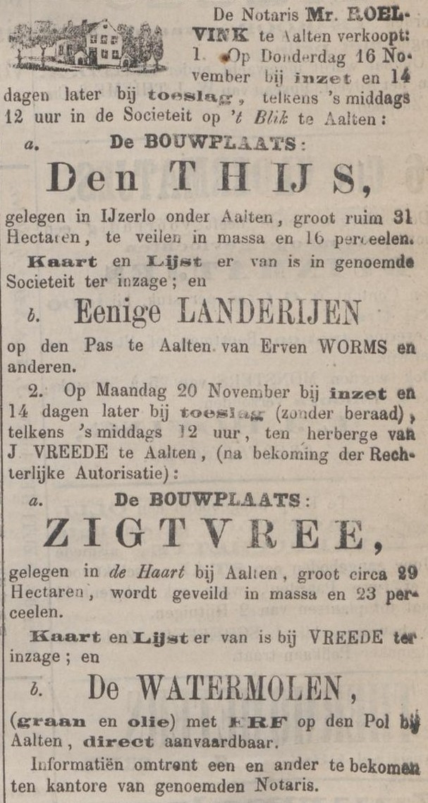 Thijs, Zigtvree, & Watermolen - Zutphensche Courant, 11-11-1876