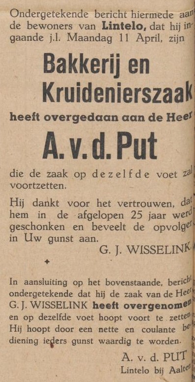 Van de Put, Lintelo - Aaltensche Courant, 12-04-1949