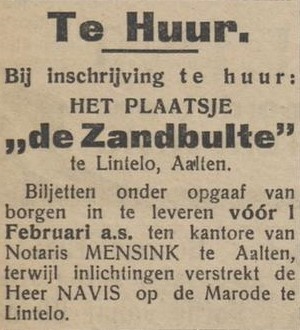Zandbulte, Lintelo - Aaltensche Courant, 20-01-1920