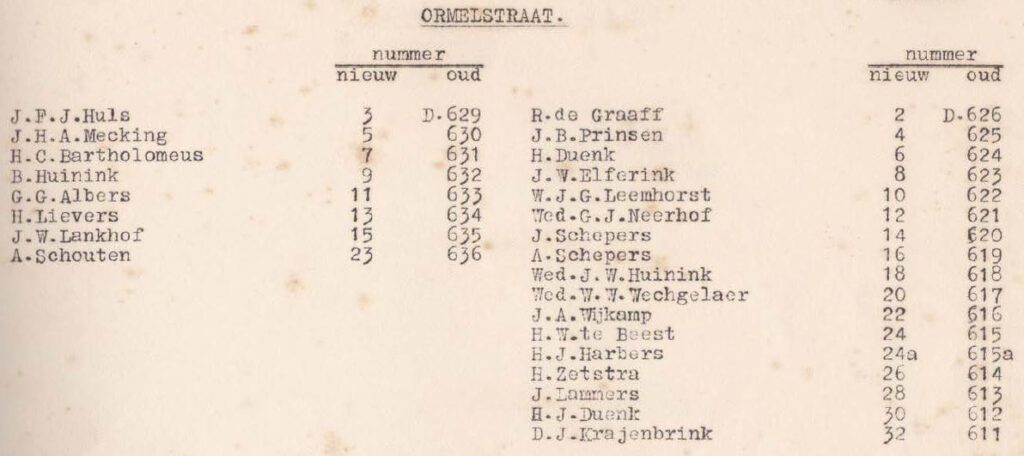 Ormelstraat, Aalten - Adresboek 1934