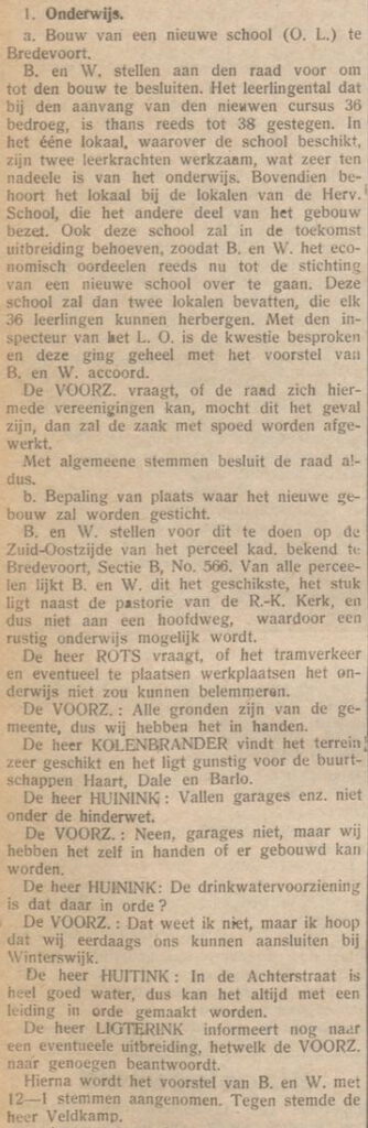 De Nieuwe Aaltensche Courant, 23-07-1929 Openbare Lagere School Bredevoort